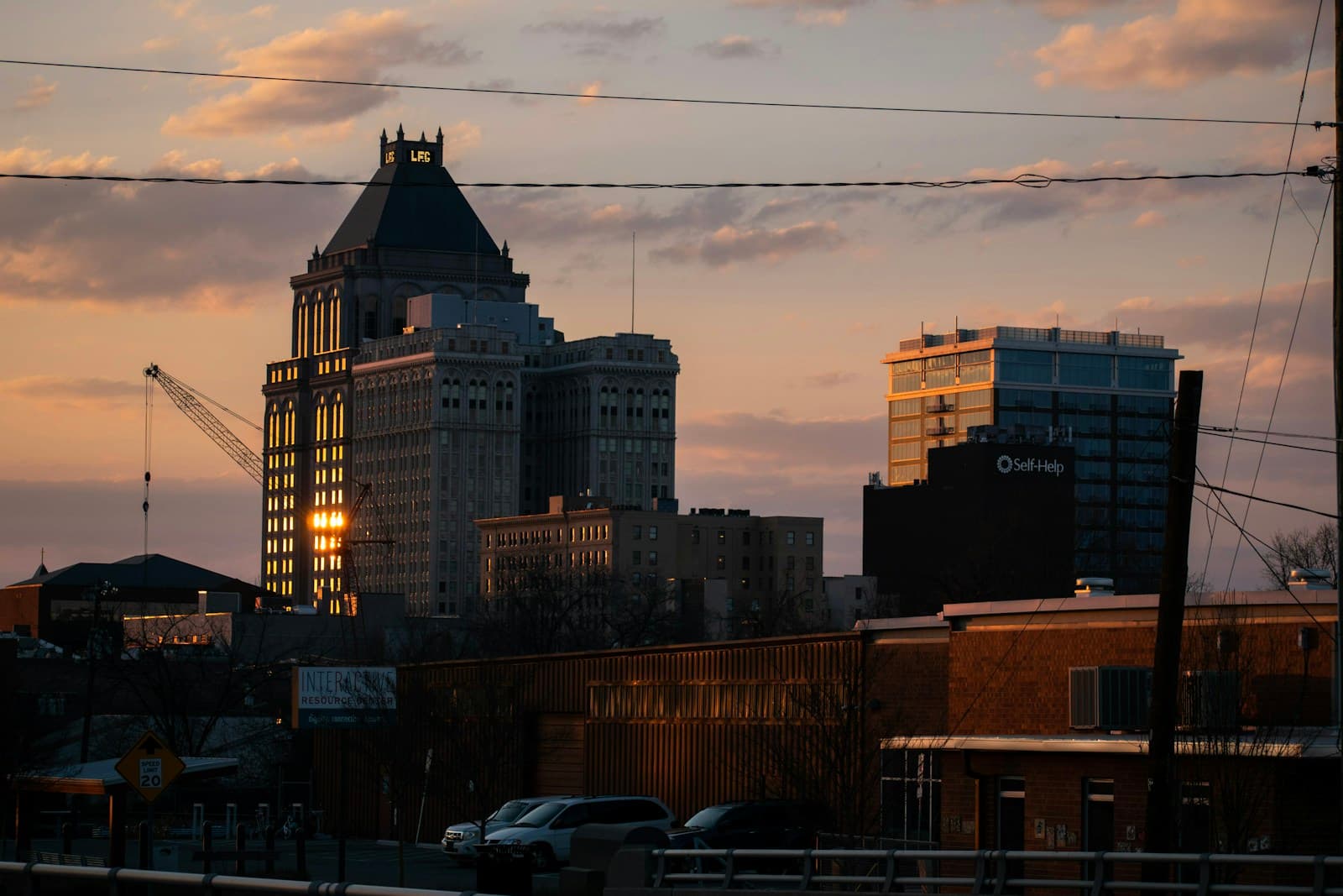 Greensboro, North Carolina cityscape and street view